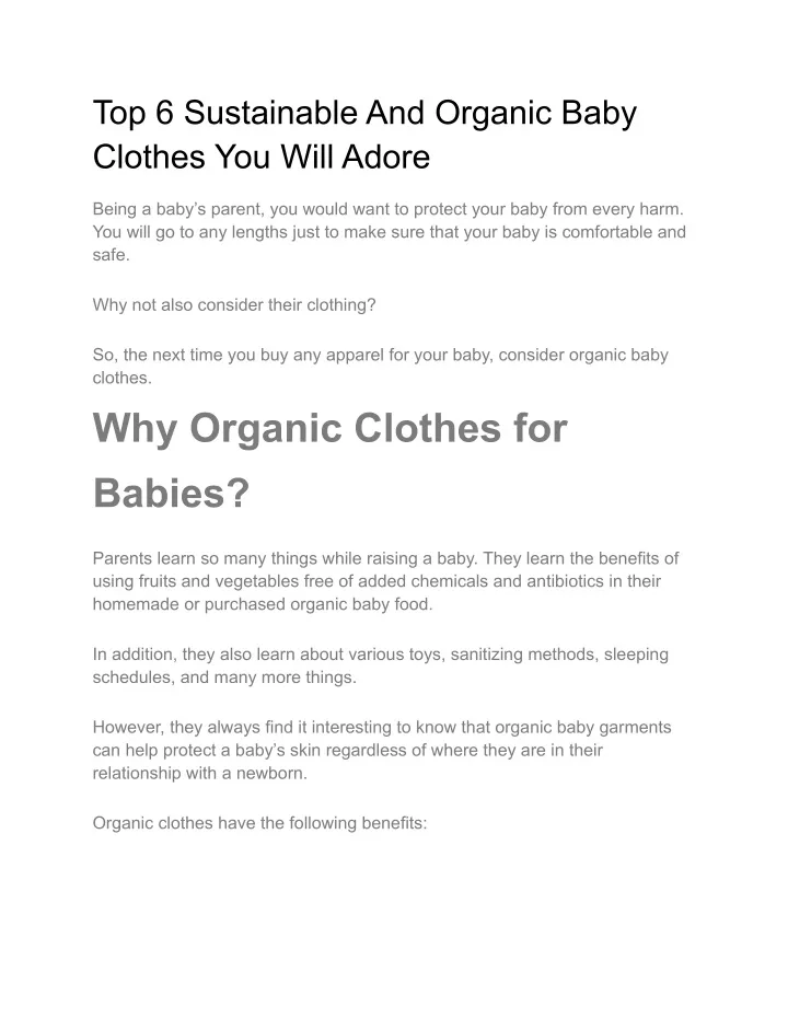 top 6 sustainable and organic baby clothes