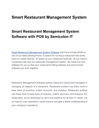 smart restaurant management system