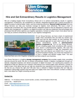hire and get extraordinary results in logistics
