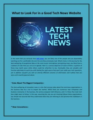 what to look for in a good tech news website