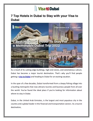 7 Best Hotels of Dubai To Stay For a Memorable Dubai Trip 2022