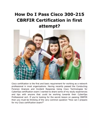 how do i pass cisco 300 215 cbrfir certification