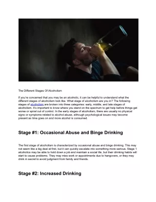the different stages of alcoholism