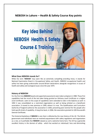 Key Idea Behind NEBOSH Health And Safety Course & Training
