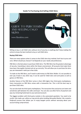 guide to purchasing and selling csgo skins