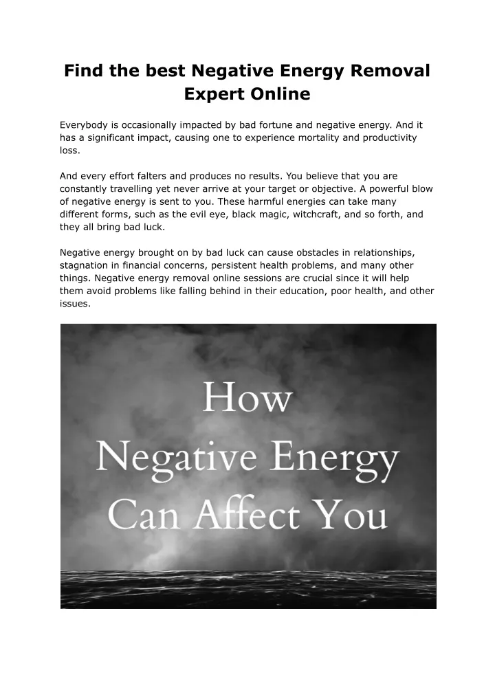 find the best negative energy removal expert