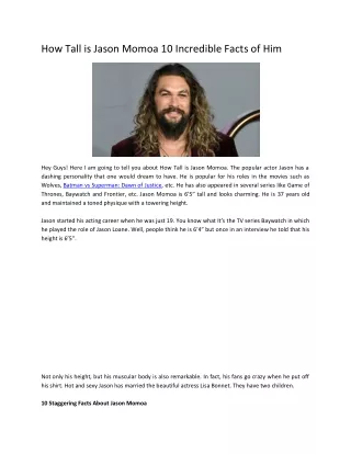 How Tall is Jason Momoa 10 Incredible Facts of Him
