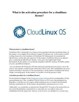 what is the activation procedure for a cloudlinux