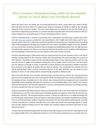 How Contract Manufacturing Adds An Invaluable Boost To Your Skin Care Products Brand