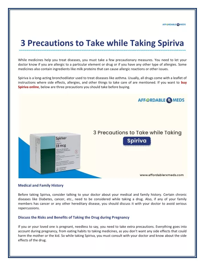 3 precautions to take while taking spiriva