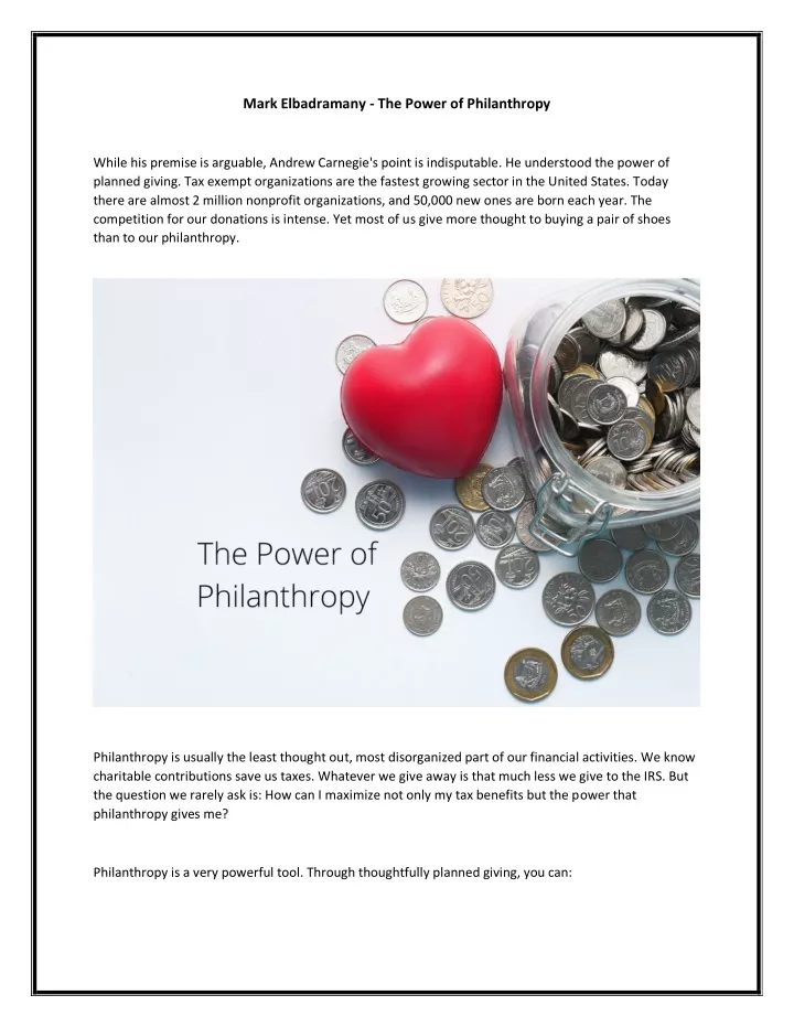 mark elbadramany the power of philanthropy