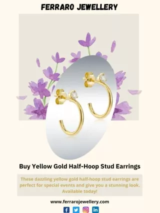 Buy Yellow Gold Half-Hoop Stud Earrings