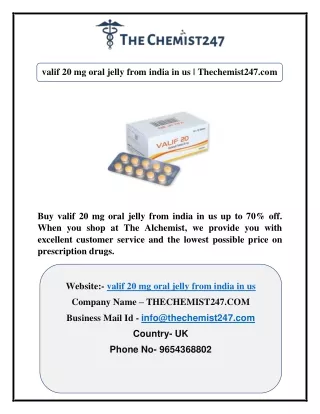 valif 20 mg oral jelly from india in us  | Thechemist247.com