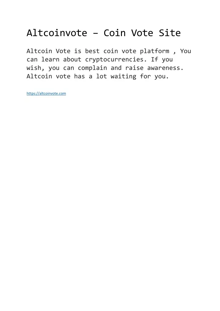 altcoinvote coin vote site