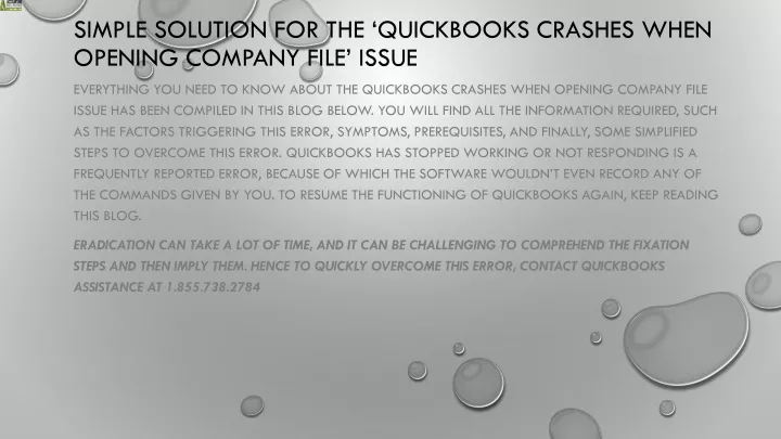 simple solution for the quickbooks crashes when opening company file issue