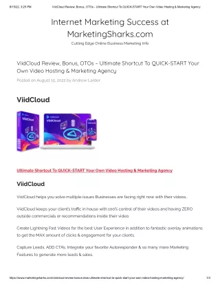 ViidCloud Review, Bonus, OTOs - Ultimate Shortcut To QUICK-START Your Own Video Hosting & Marketing Agency