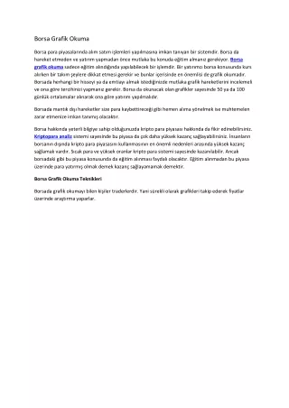 borsa grafik okuma
