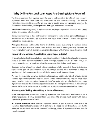 Why Online Personal Loan Apps Are Getting More Popular?