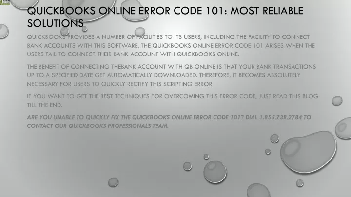 quickbooks online error code 101 most reliable solutions