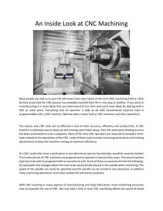 an inside look at cnc machining