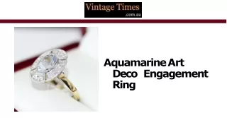 Aquamarine Art Deco Engagement Ring