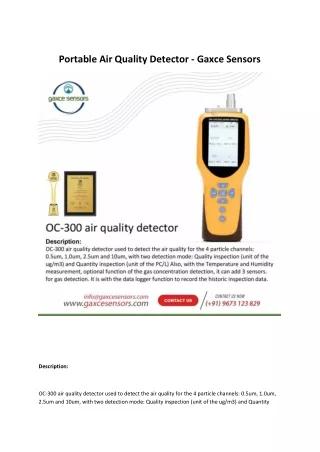 portable air quality detector gaxce sensors
