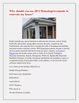 why should you use jb s homeimprovements