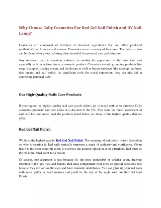 Cosmetics For Red Gel Nail Polish and UV Nail Lamp pdf