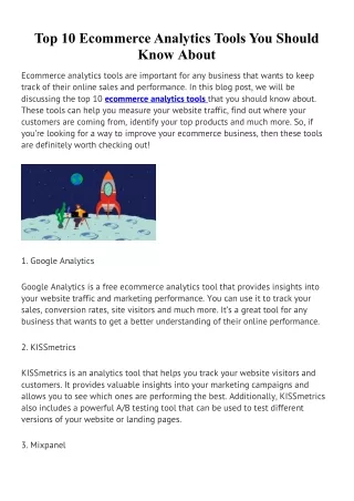 Top 10 Ecommerce Analytics Tools You Should Know About