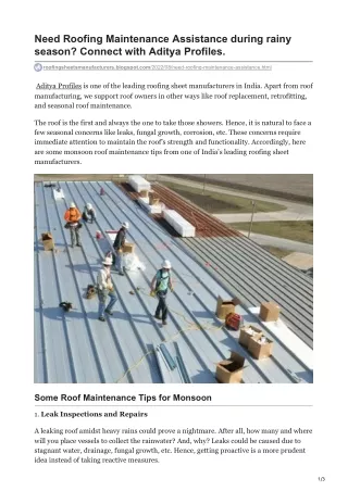 roofingsheetsmanufacturers.blogspot.com-Need Roofing Maintenance Assistance during rainy season Connect with Aditya Prof