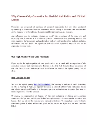 Cosmetics For Red Gel Nail Polish and UV Nail Lamp ppt