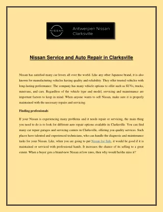 Nissan Service and Auto Repair in Clarksville