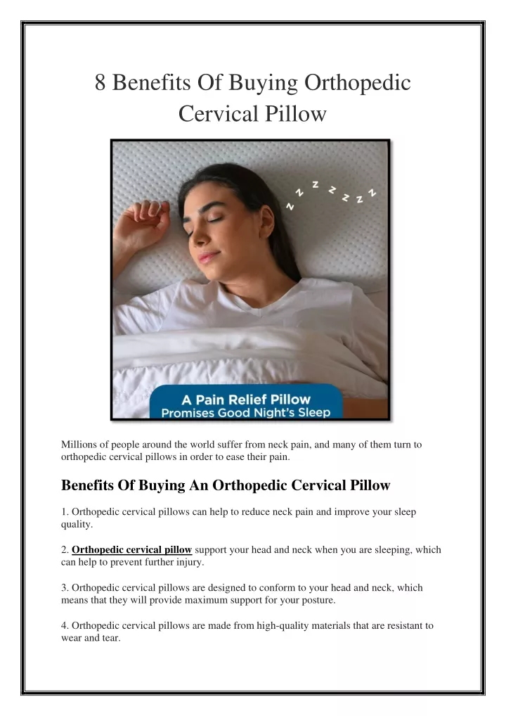 8 benefits of buying orthopedic cervical pillow