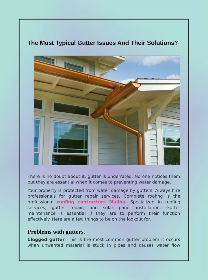 the most typical gutter issues and their solutions