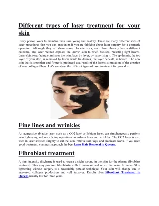 Different types of laser treatment for your skin