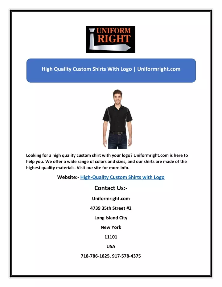 high quality custom shirts with logo uniformright