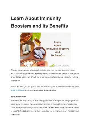 Learn About Immunity Boosters and Its Benefits