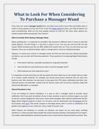 What to Look For When Considering To Purchase a Massager Wand