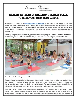 Healing Retreat in Thailand The Best Place to Heal Your Mind, Body & Soul