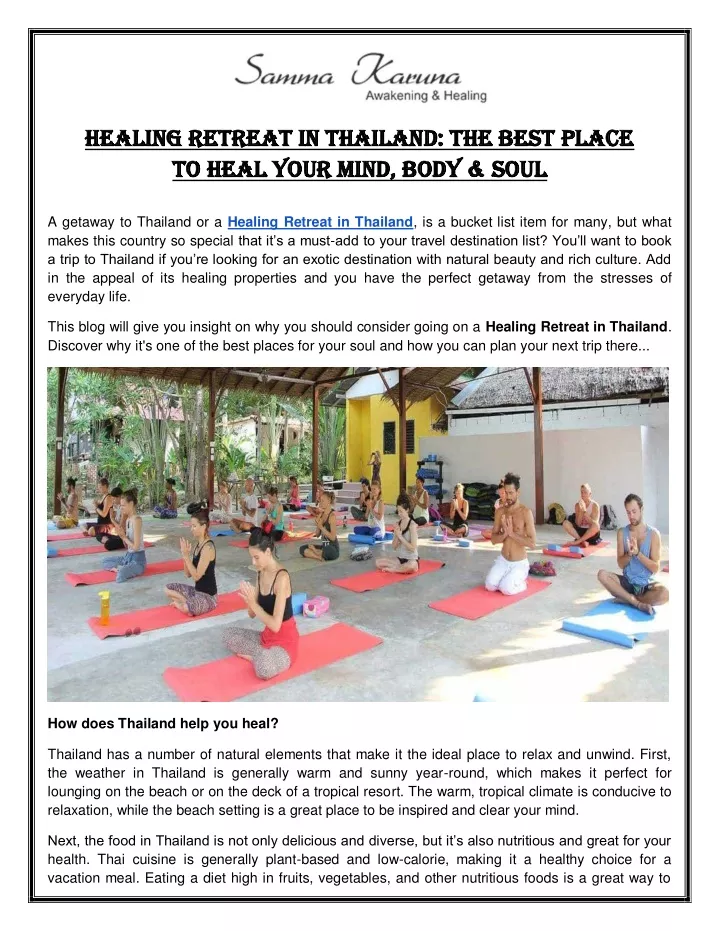 healing retreat in thailand the best place