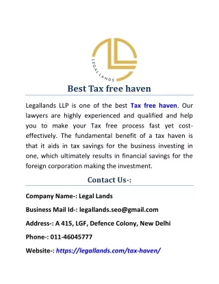 Best Tax free haven