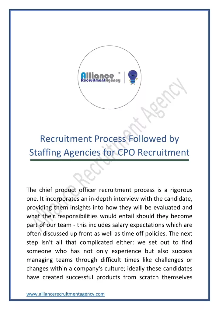 recruitment process followed by staffing agencies