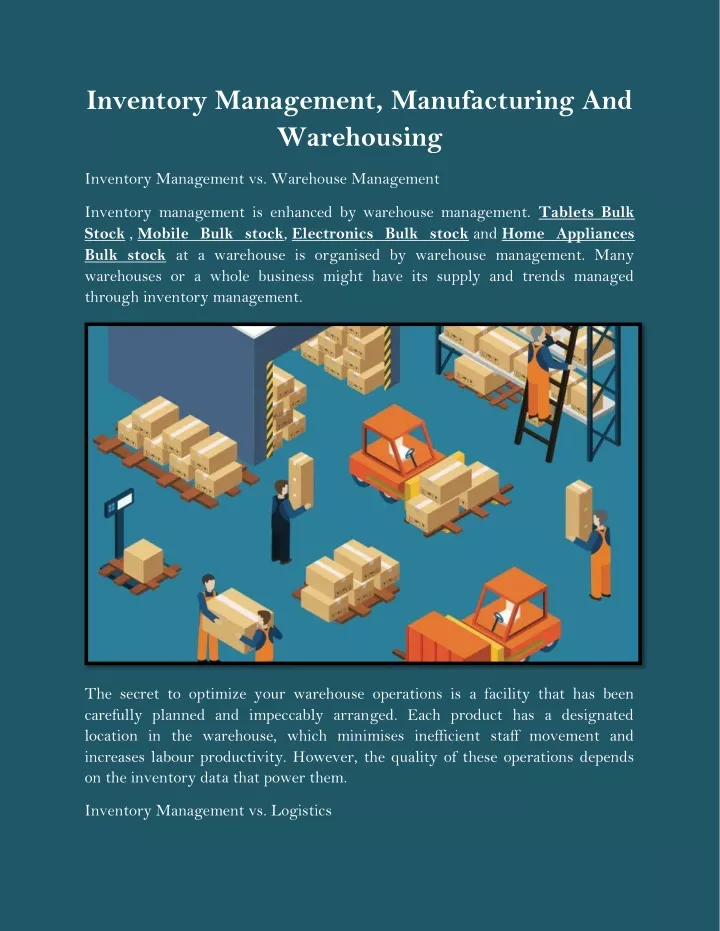 inventory management manufacturing and warehousing