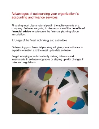 Advantages of outsourcing your organization 's accounting and finance services