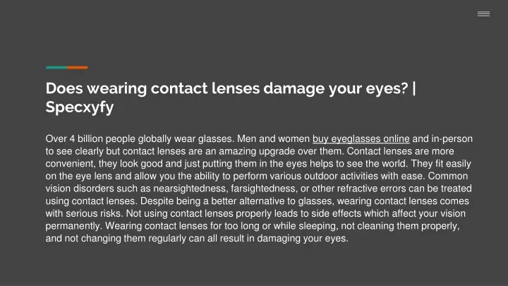 does wearing contact lenses damage your eyes specxyfy
