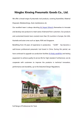 Ningbo Xinxing Pneumatic Goods Co., Ltd.