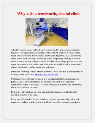 why visit a trustworthy dental clinic
