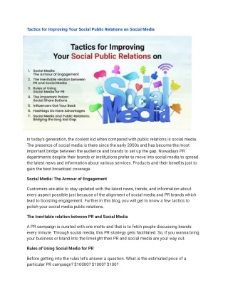 tactics for improving your social public