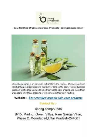 best certified organic skin care products | caringcompounds.in