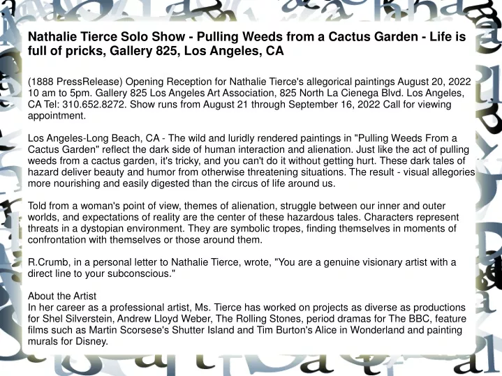 nathalie tierce solo show pulling weeds from